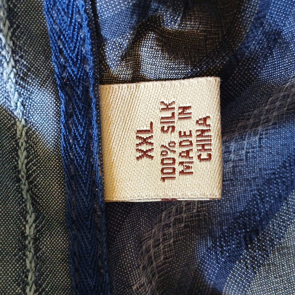 Tommy Bahama Men's Blue and Green Camp Collar Button Down 100% Silk Shirt XXL - Picture 4 of 5